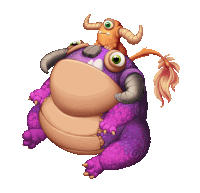 a purple and brown monster with horns and a tail