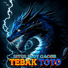 a blue dragon with the words situs slot gacor tebak toto