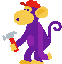 a pixel art monkey is holding a hammer and a can of soda .