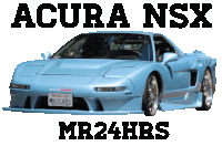 a picture of a blue acura nsx with the words acura nsx mr24hrs below it