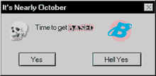 a computer screen says it 's nearly october