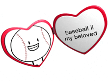 a heart shaped mirror with a baseball on it and the words baseball ii my beloved