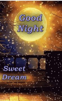 a poster that says good night sweet dream with a full moon