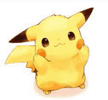 a cartoon drawing of a pikachu sitting on a white surface .