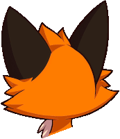 a cartoon drawing of a fox 's back with a white background