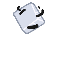 a cartoon ice cube with a sad face on it 's face