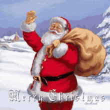 a merry christmas greeting card with a picture of santa