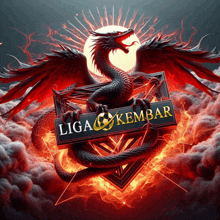 a dragon with a sign that says liga & kembar on it