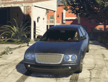 a man in sunglasses is driving a car in a video game