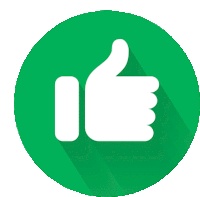 a thumbs up icon in a green circle