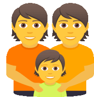 a cartoon drawing of two men and a boy