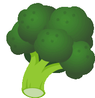 a cartoon illustration of a broccoli head with a white background