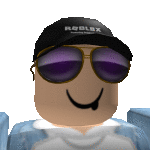 a roblox character is wearing sunglasses and a hat .