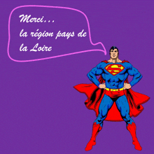 a cartoon of superman says merci la region pays de la loire