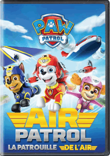 a paw patrol air patrol dvd shows a group of dogs flying through the air