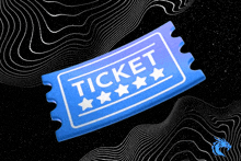 a blue ticket with white stars on it