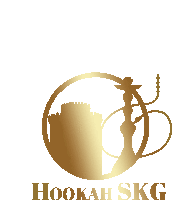 a logo for hookah skg shows a hookah in a circle