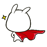 a cartoon rabbit is wearing a red cape and has a star in the background