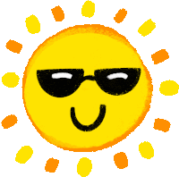 a drawing of a smiling sun wearing black sunglasses