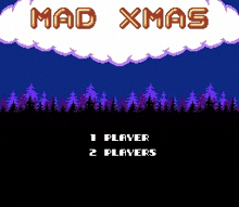 a video game screen that says mad xmas with a cloud in the sky