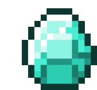 a pixel art drawing of a blue diamond on a white background