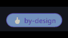 a blue button that says by-design with a yellow middle finger