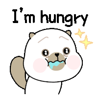 a cartoon drawing of a beaver with the words i 'm hungry below it