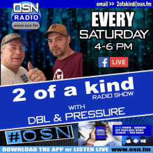 an advertisement for osn radio shows two men giving thumbs ups