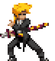 a pixel art of a man holding a gun .