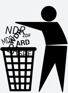 a silhouette of a person throwing letters into a trash can including ndr and mdr