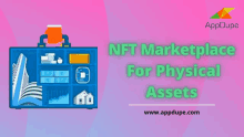 a nft marketplace for physical assets is being advertised on a pink background