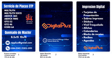 three flyers for digitalplus are shown with a blue background