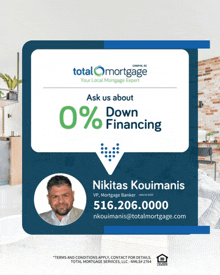 an advertisement for total mortgage shows a man in a circle