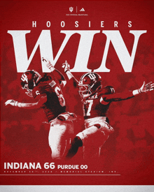 a poster that says hoosier 's win indiana 66