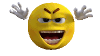 a cartoon smiley face with a very angry expression on it 's face