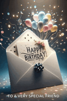 an envelope with a card that says happy birthday on it