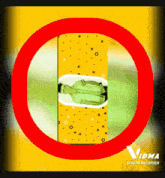 a yellow background with a red circle and the word vidma screen recorder