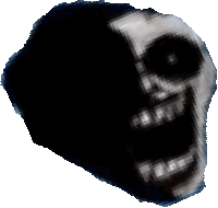 a pixelated image of a skeleton with a huge mouth