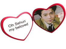 a heart shaped mirror that says oh sehun my beloved on it