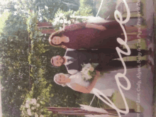 a picture of a bride and groom with the words love on the bottom of the picture