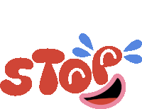 the word stop is written in red letters