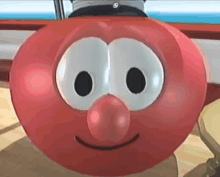 a close up of a cartoon character 's face with a big nose