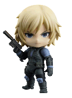 a figurine of a woman with blonde hair holding a gun with the letter g on it