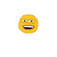 a cartoon drawing of a yellow smiley face with a big smile