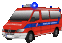 a red and blue fire truck with a blue light on top of it .