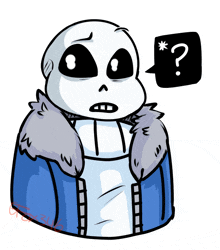 a cartoon of a skeleton with a question mark in a speech bubble