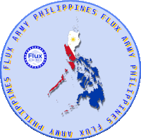 a logo for the flux army philippines with a map of the country