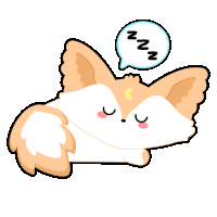 a cartoon fox is sleeping with a speech bubble that says zzz