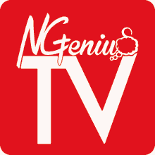 a red square with a white ngenius tv logo on it