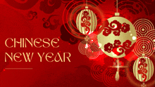 a red background with chinese new year written in gold letters